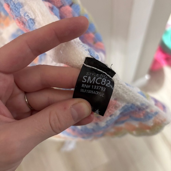 NWOT POL One Size Crochet Granny Square Duster Cardigan Kimono Pastel Colorful - Picture 5 of 6